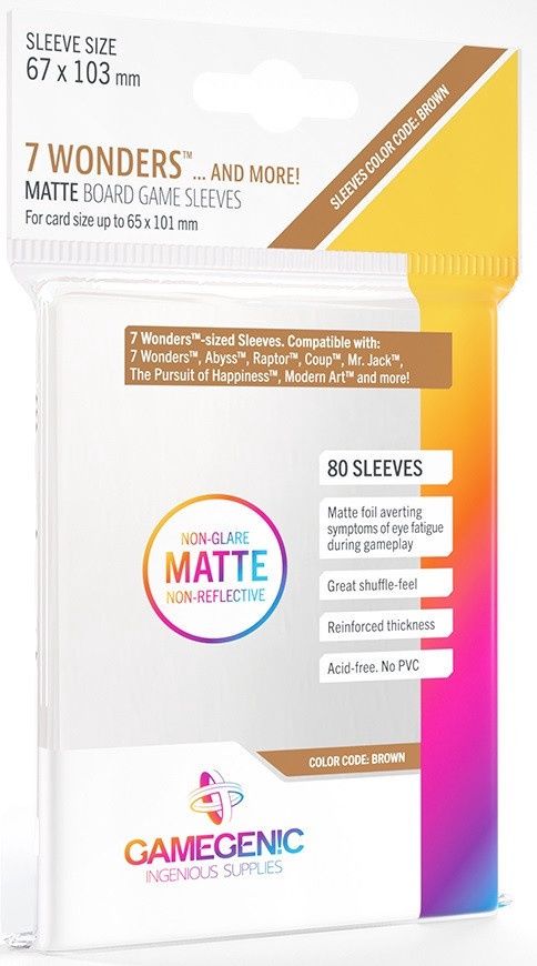 Gamegenic Matte Board Game Sleeves - 7 Wonders/Abyss (67mm x 103mm) - 80 Sleeves Per Pack