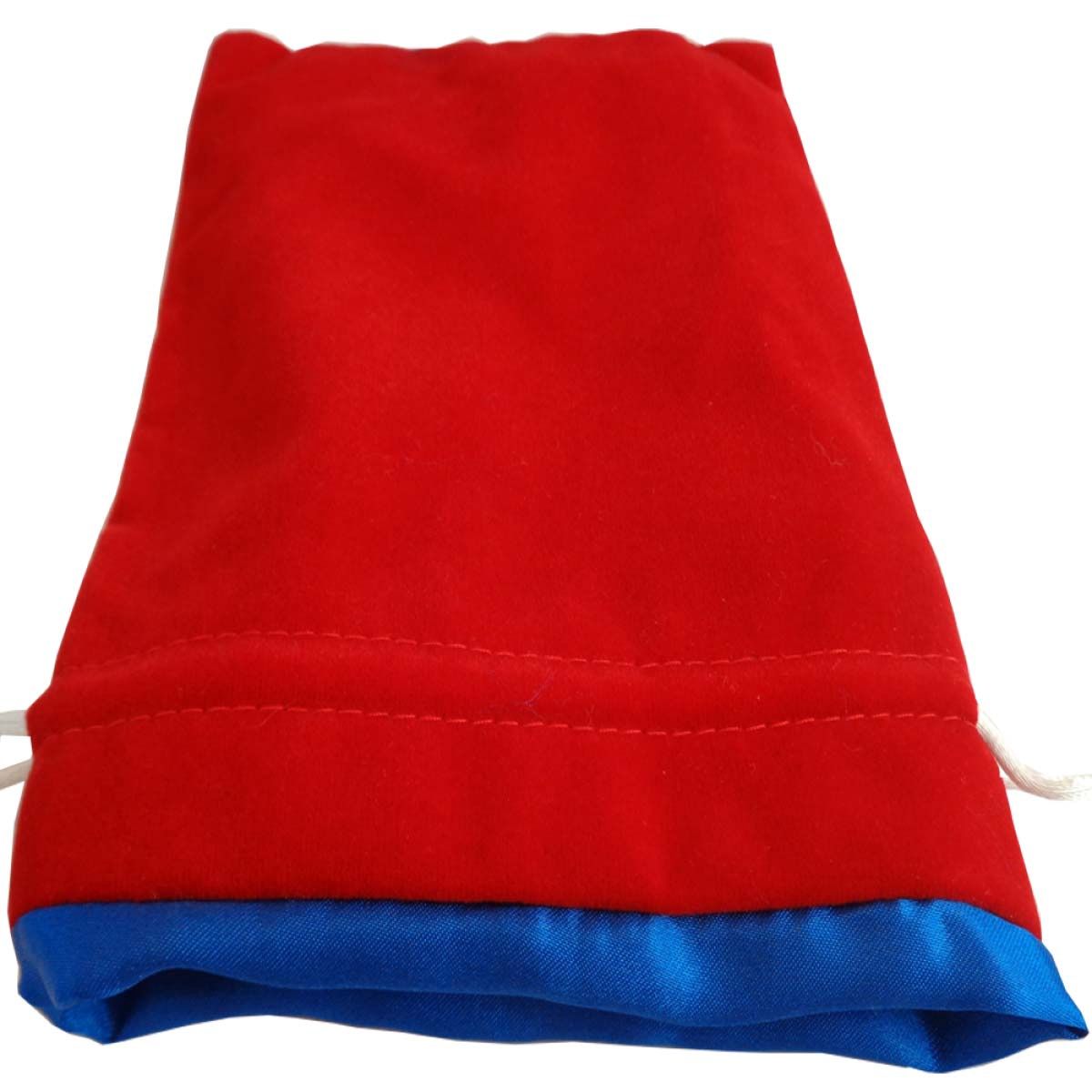 Large Red Velvet Dice Bag with Blue Satin Lining