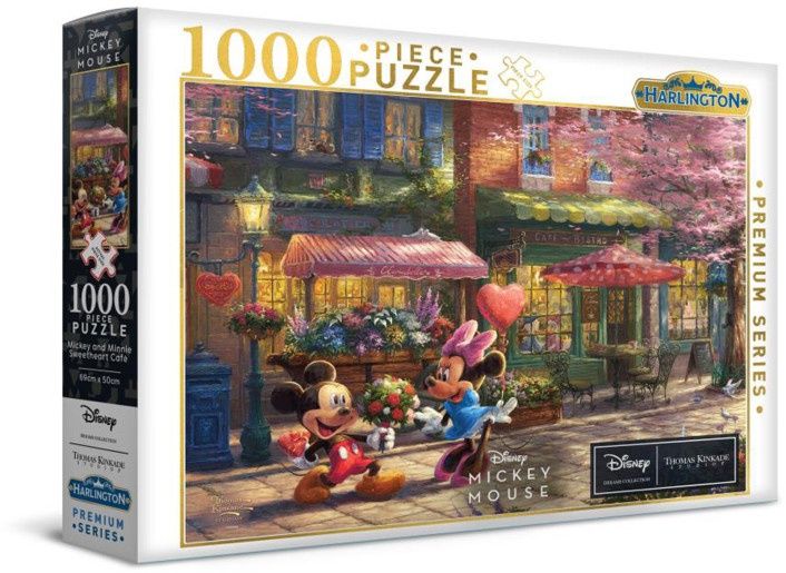 Harlington Thomas Kinkade PQ  Disney  Mickey and Minnie Sweetheart Cafe 1000 Piece Puzzle