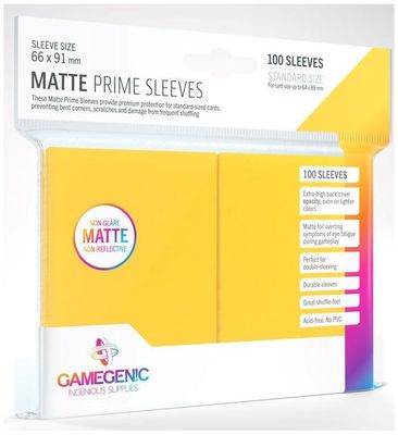 Gamegenic Matte Prime Card Sleeves Yellow (66mm x 91mm) (100 Sleeves Per Pack)