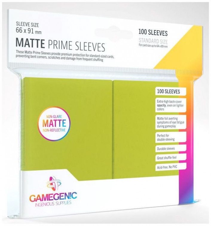 Gamegenic Matte Prime Card Sleeves Lime (66mm x 91mm) (100 Sleeves Per Pack)