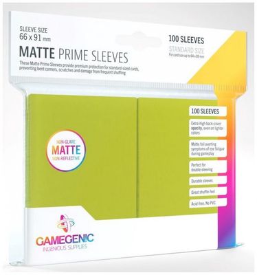 Gamegenic Matte Prime Card Sleeves Lime (66mm x 91mm) (100 Sleeves Per Pack)