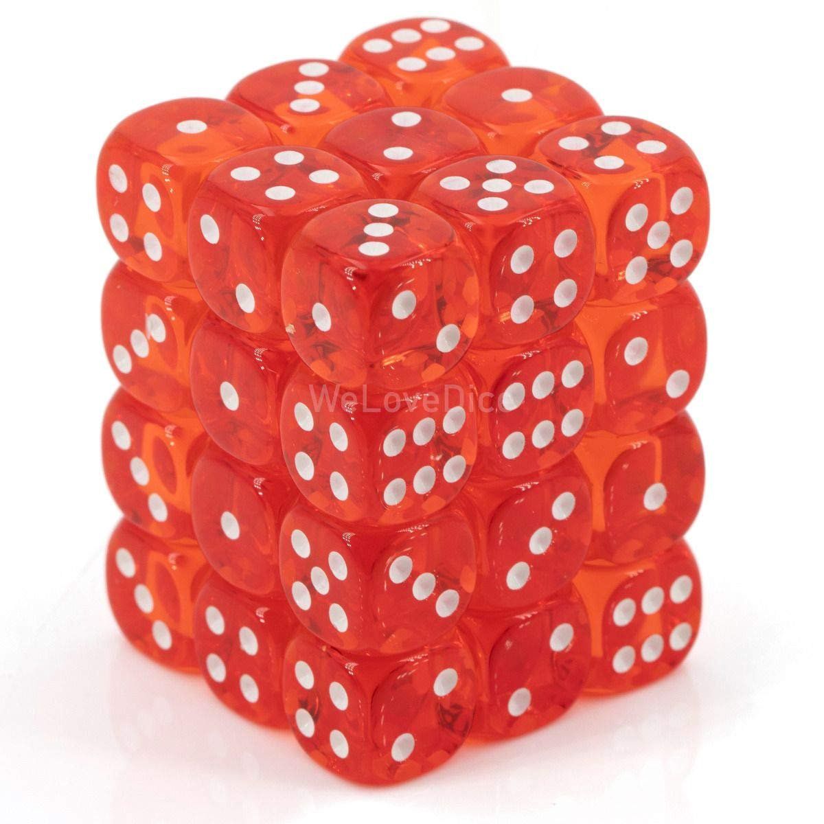 Chessex – Translucent 12mm d6 (36 Dice) Orange/white