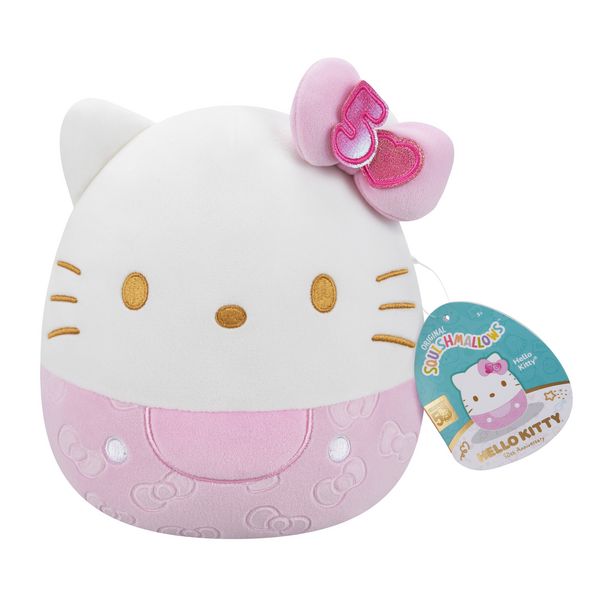 Squishmallows - 50th Anniversary Embossed Hello Kitty Assorted (8 inch), Colour: Pink