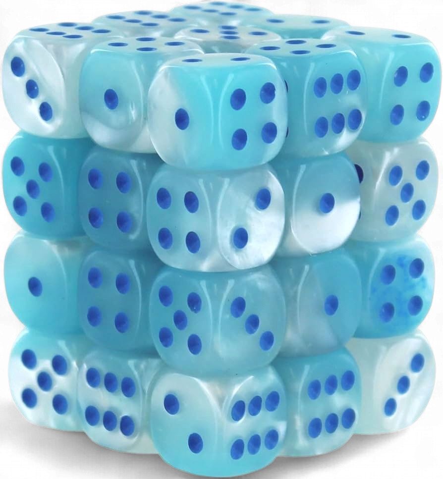 Chessex - Gemini 12mm D6 Pearl Turquoise-White/Blue Luminary Block (36)