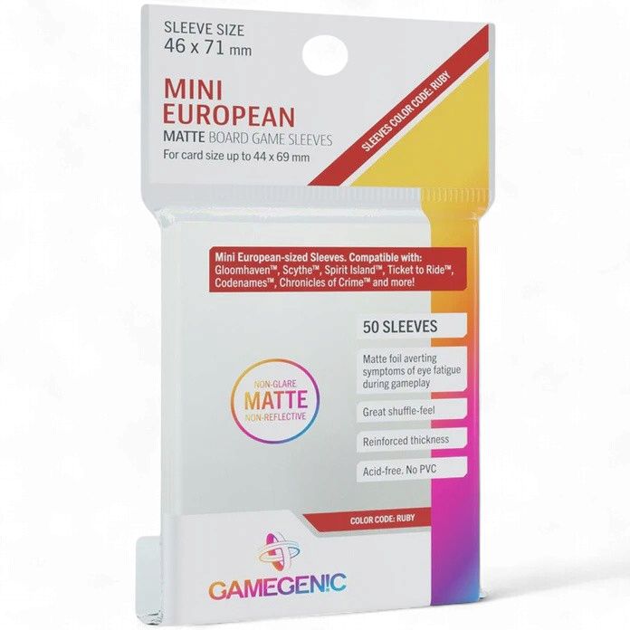 Gamegenic Matte Board Game Sleeves - Mini European Sized (46mm x 71mm) - 50 Sleeves Per Pack