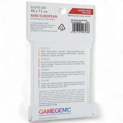 Gamegenic Matte Board Game Sleeves - Mini European Sized (46mm x 71mm) - 50 Sleeves Per Pack