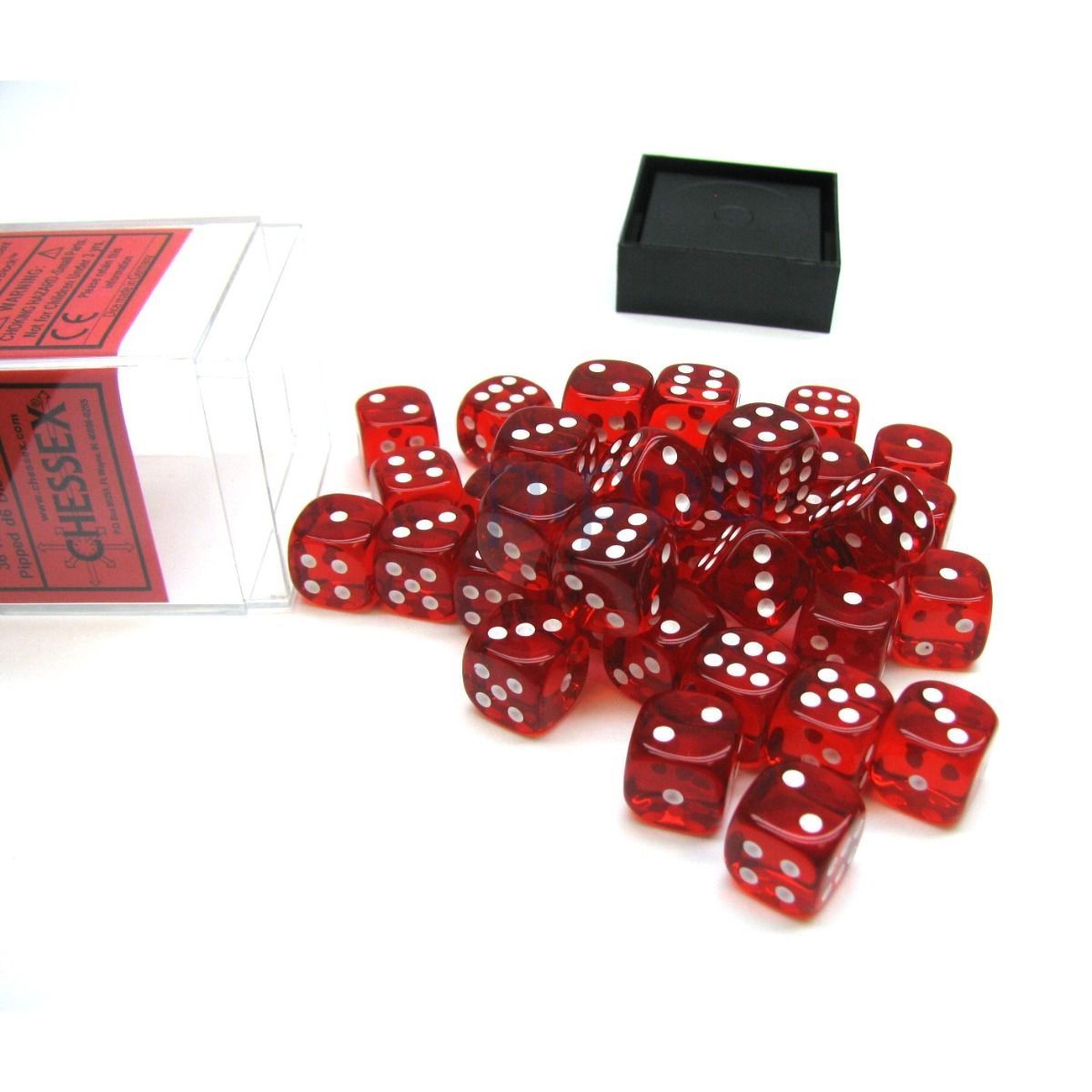 Chessex – Translucent 12mm d6 (36 Dice) Red/white