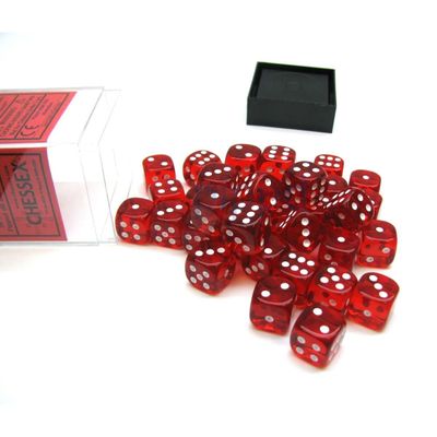 Chessex – Translucent 12mm d6 (36 Dice) Red/white