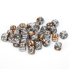 Chessex-Gemini 12mm d6(36 Dice) Copper-Steel/white