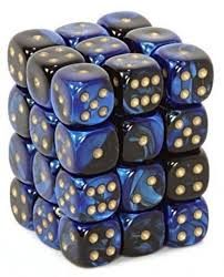 Chessex – Gemini 12mm d6 (36 Dice) Black-Blue/Gold