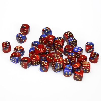 Chessex-Gemini 12mm d6(36 Dice) Blue-Red/Gold