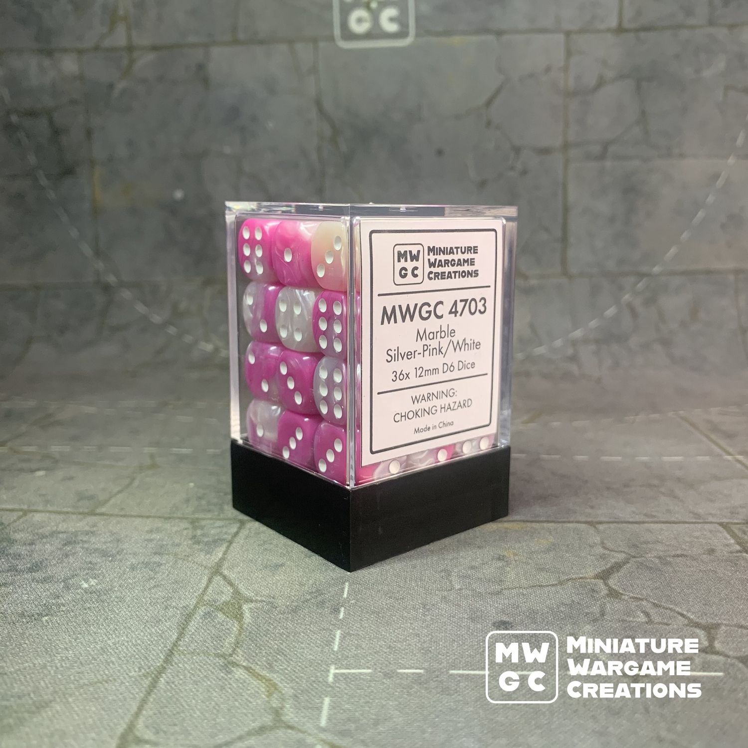 MWGC Dice Set - Marble Silver-Pink/White (4703)