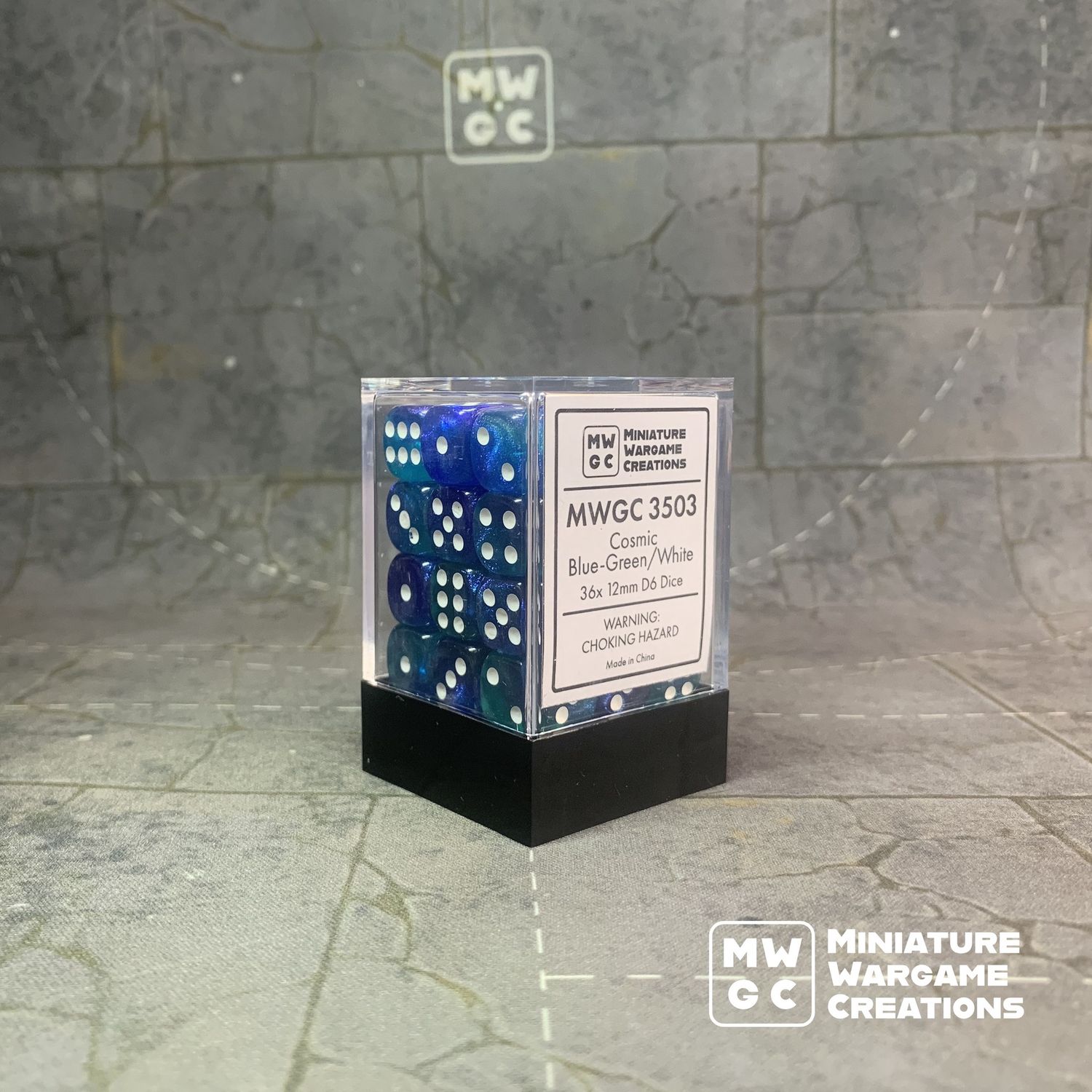 MWGC Dice Set - Blue-Green/White  (3503)