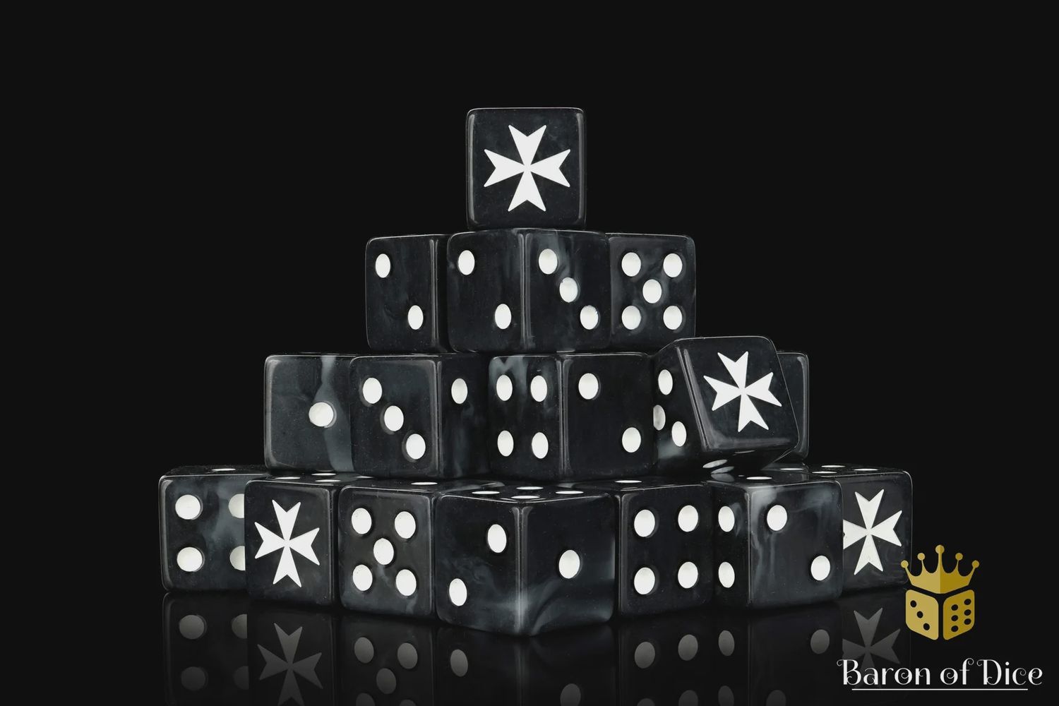 Baron of Dice: Knight Templars, Black - Square D6 (25)