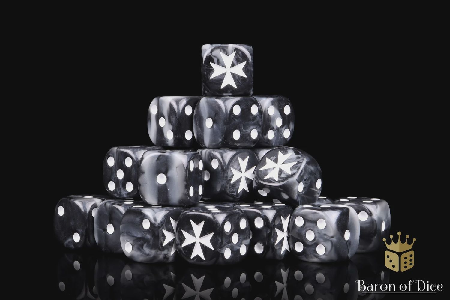 Baron of Dice: Knight Templars, Black - Round D6 (25)