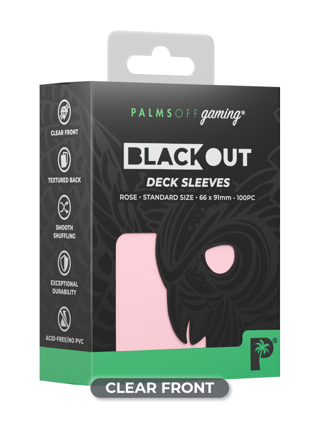 Palms Off Blackout Deck Sleeves (100) Rose (Clear Front)