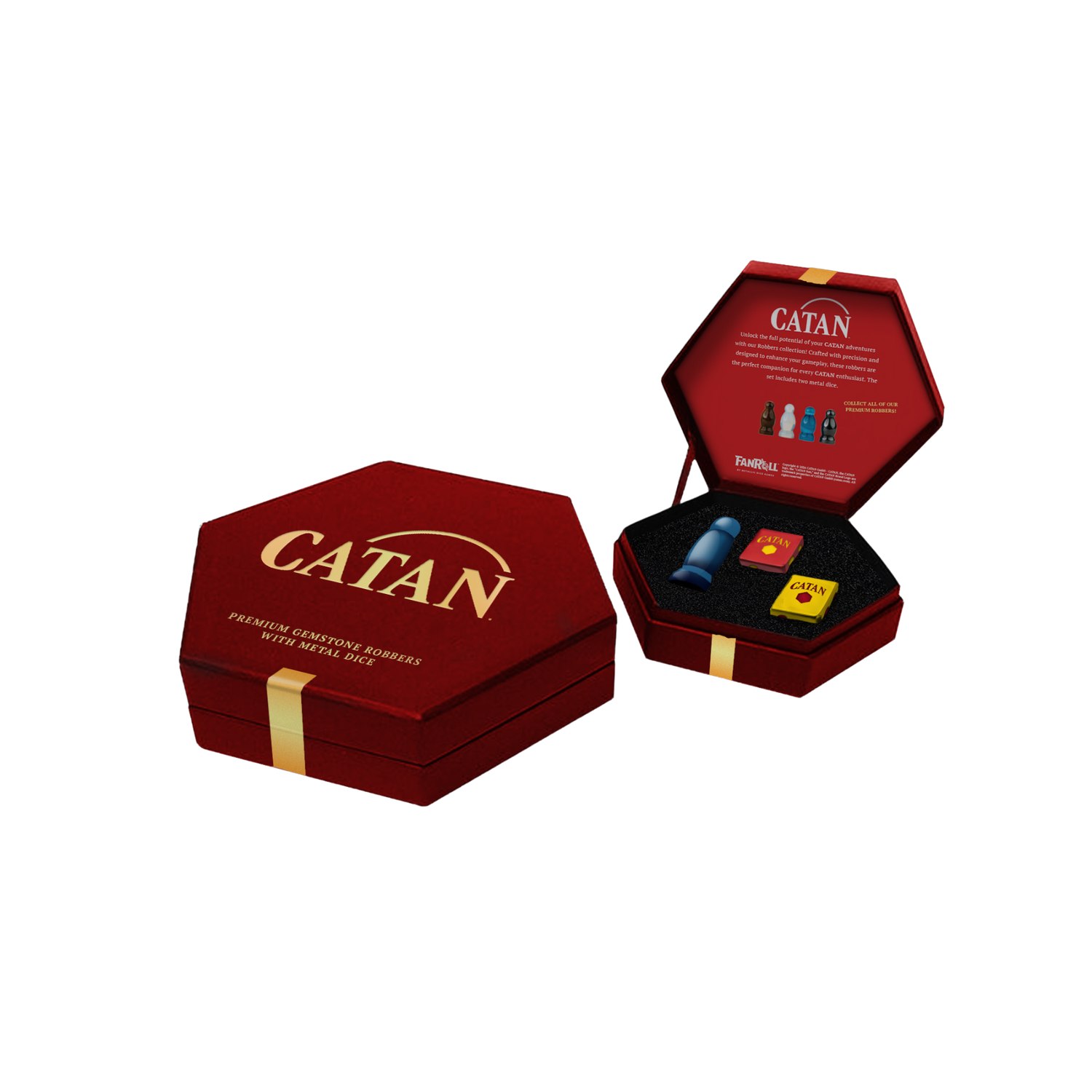 MDG CATAN Premium Robber and Metal Dice Set Hematite