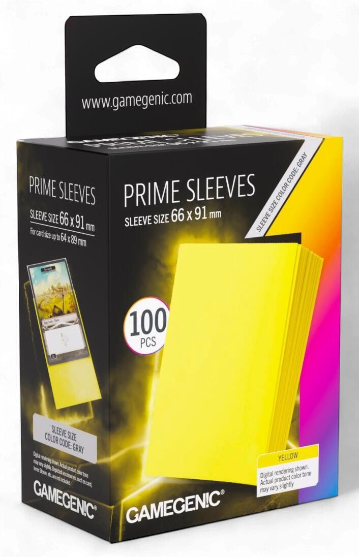 Gamegenic Prime Card Sleeves - Yellow (66mm x 91mm) (100 Sleeves Per Pack)