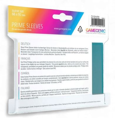 Gamegenic (Clear Front) Prime Card Sleeves Blue - Standard Size
