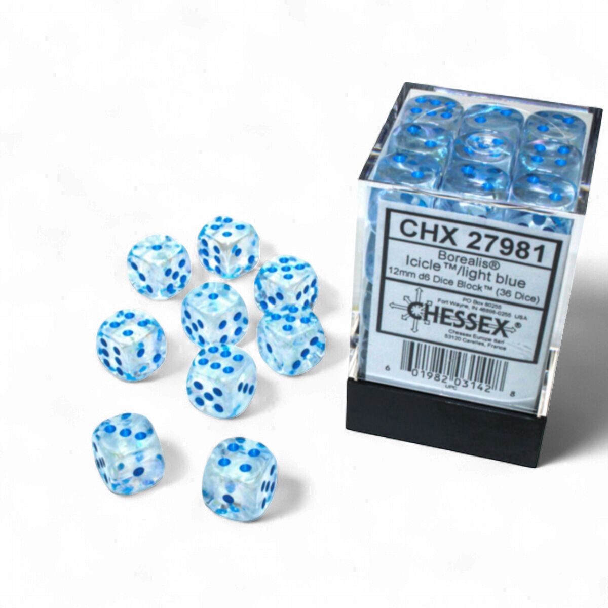 CHX 27981 Borealis 12mm d6 Icicle/light blue Luminary Block (36)