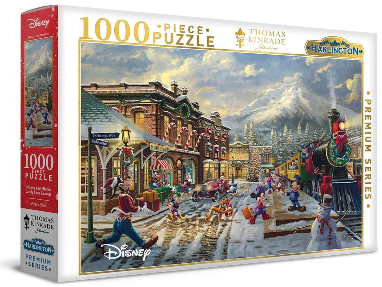 Harlington Thomas Kinkade PQ - Mickey &amp; Minnie Candy Cane Express 1000 Piece Puzzle
