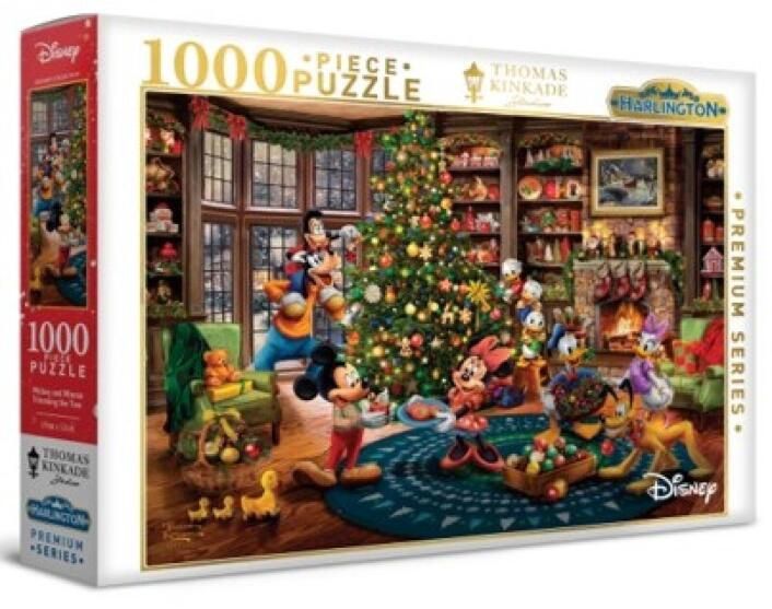 Harlington Thomas Kinkade PQ - Mickey &amp; Minnie Trimming the Tree 1000 Piece Puzzle