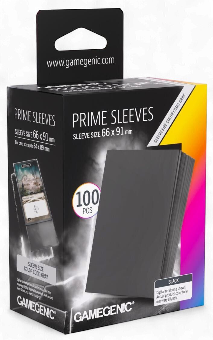 Gamegenic Prime Card Sleeves - Black (66mm x 91mm) (100 Sleeves Per Pack)