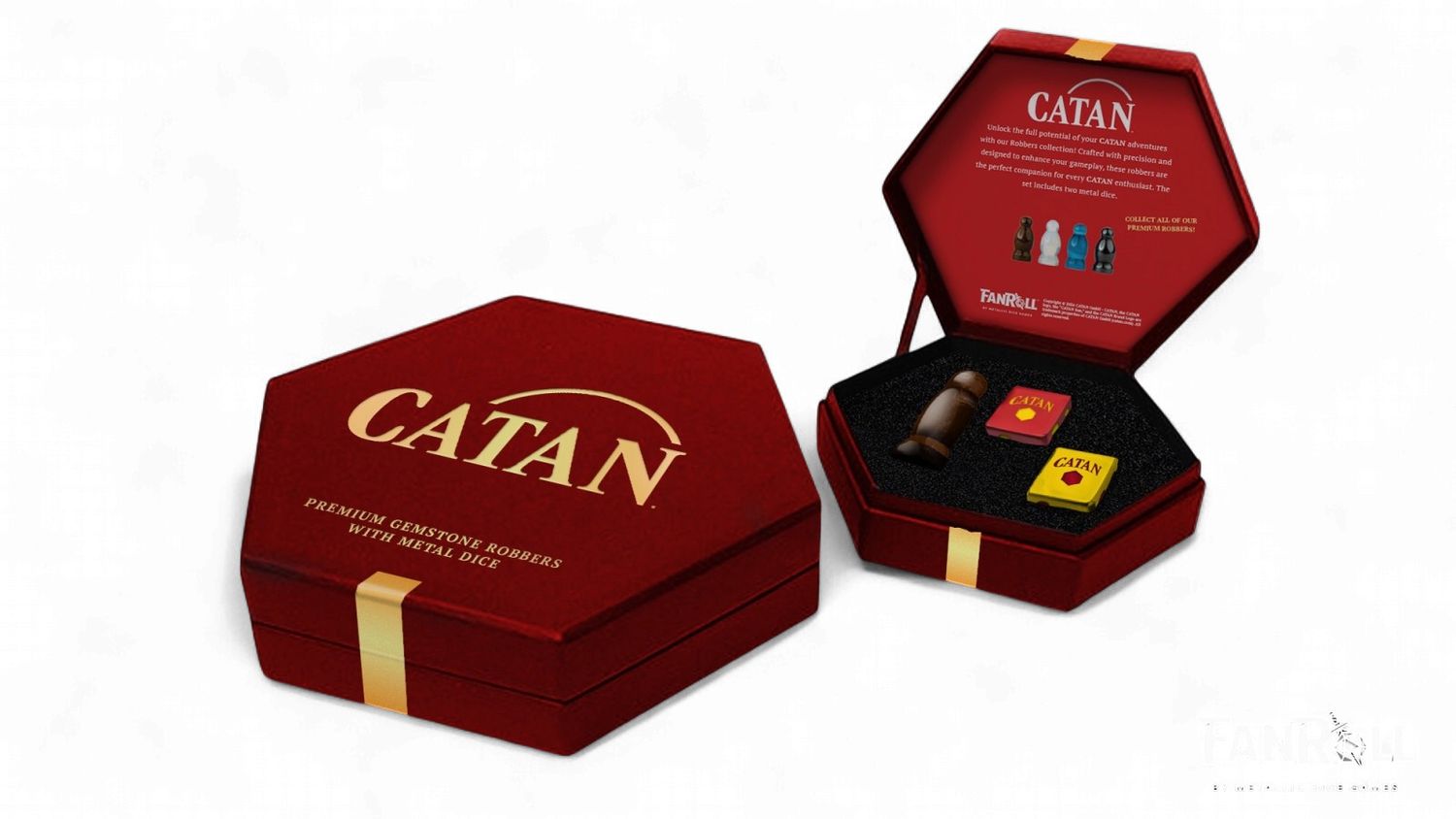 MDG CATAN Premium Robber and Metal Dice Set Tiger's Eye