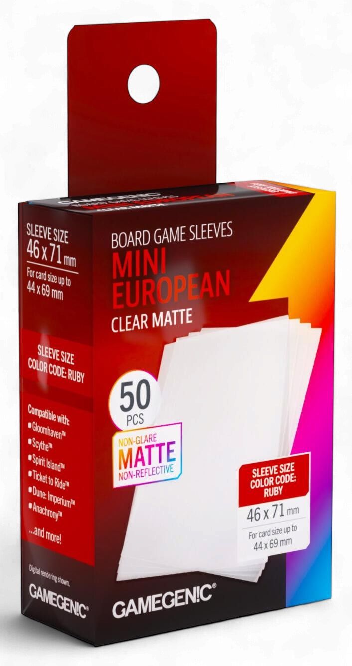Gamegenic Board Game Card Sleeves - Mini European Clear Matte (46mm x 71mm) (50 Sleeves Per Pack)