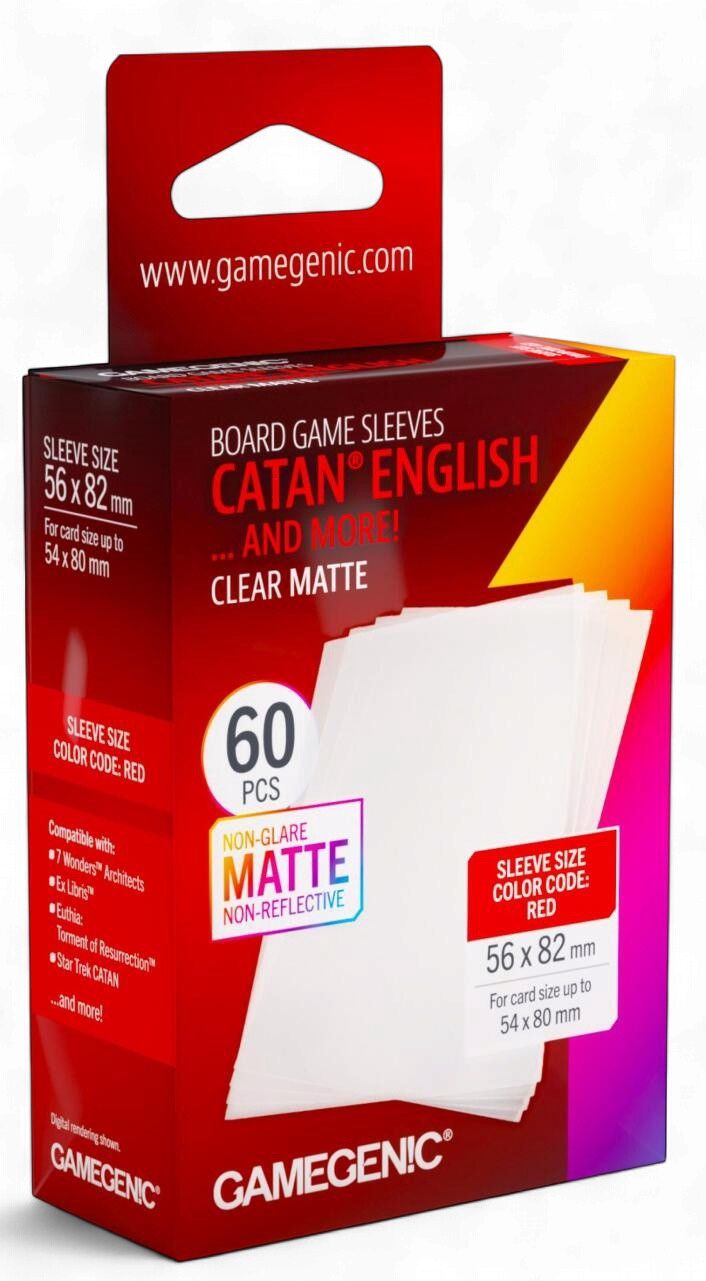 Gamegenic Board Game Card Sleeves - CATAN English Clear Matte (56mm x 82mm) (60 Sleeves Per Pack)