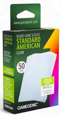 Gamegenic Board Game Card Sleeves - Standard American Clear (59mm x 91mm) (50 Sleeves Per Pack)