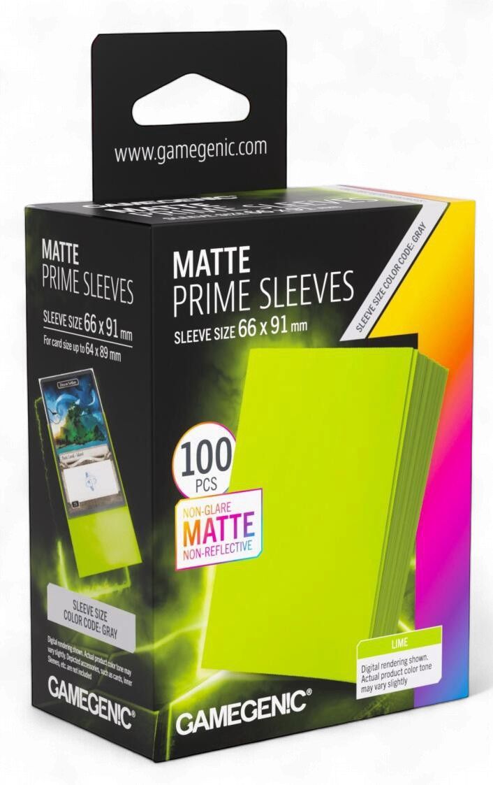Gamegenic Matte Prime Card Sleeves - Lime (66mm x 91mm) (100 Sleeves Per Pack)