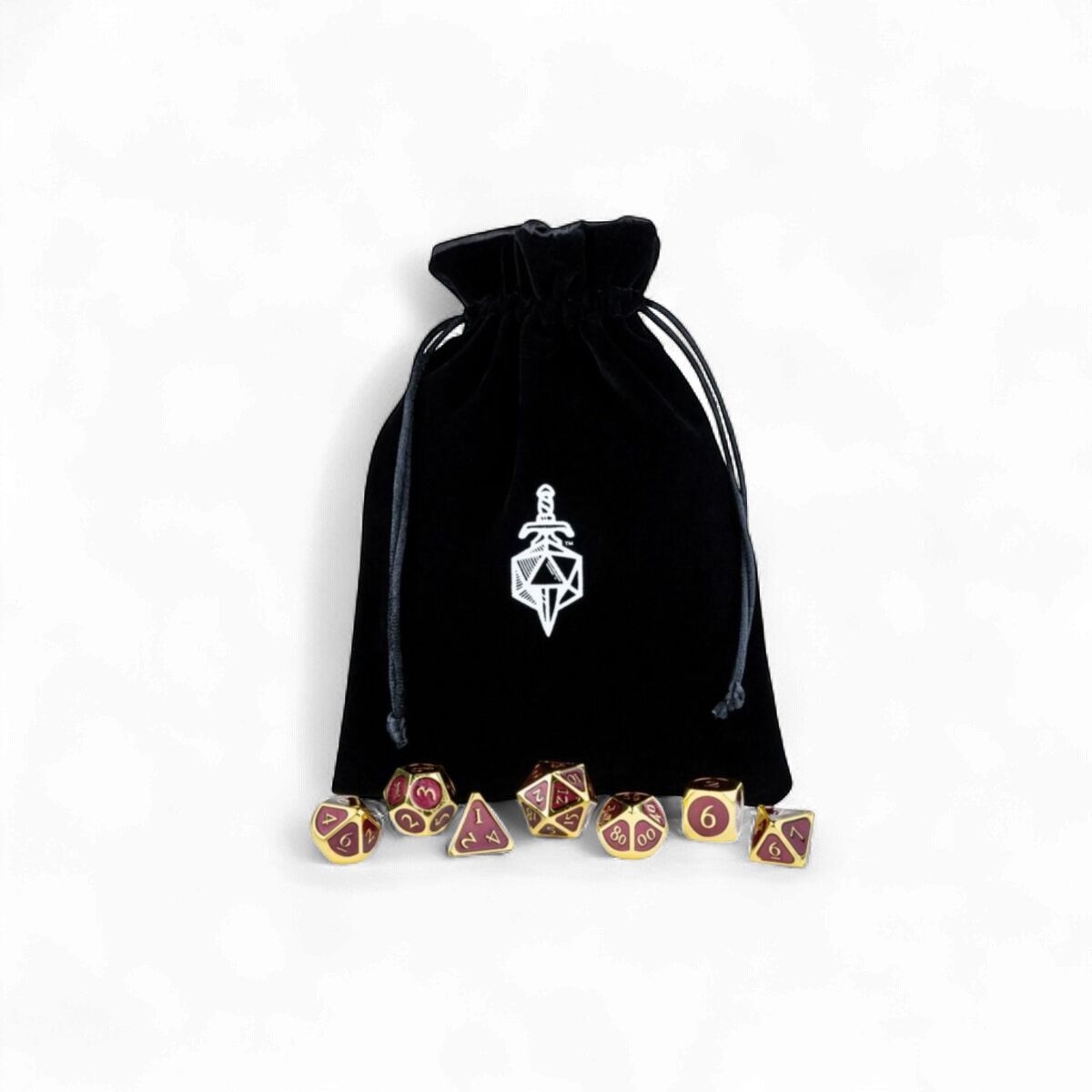 Fanroll: Large Velvet Dice Bag: Black w/ Black Satin