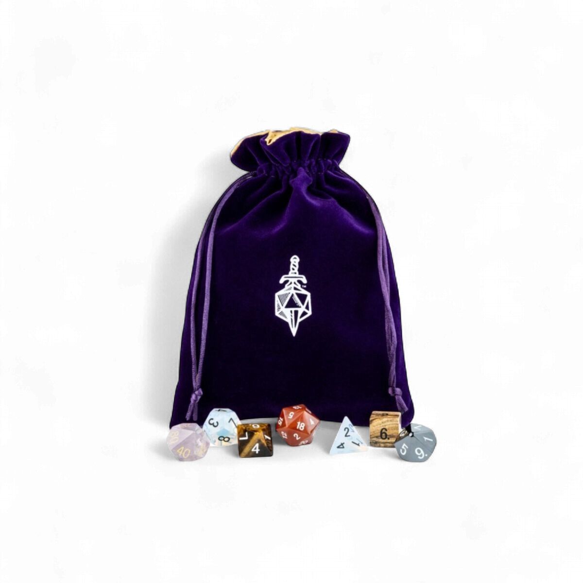 Fanroll: Large Velvet Dice Bag: Purple w/ Gold Satin