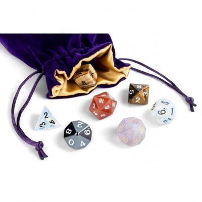 Fanroll: Large Velvet Dice Bag: Purple w/ Gold Satin