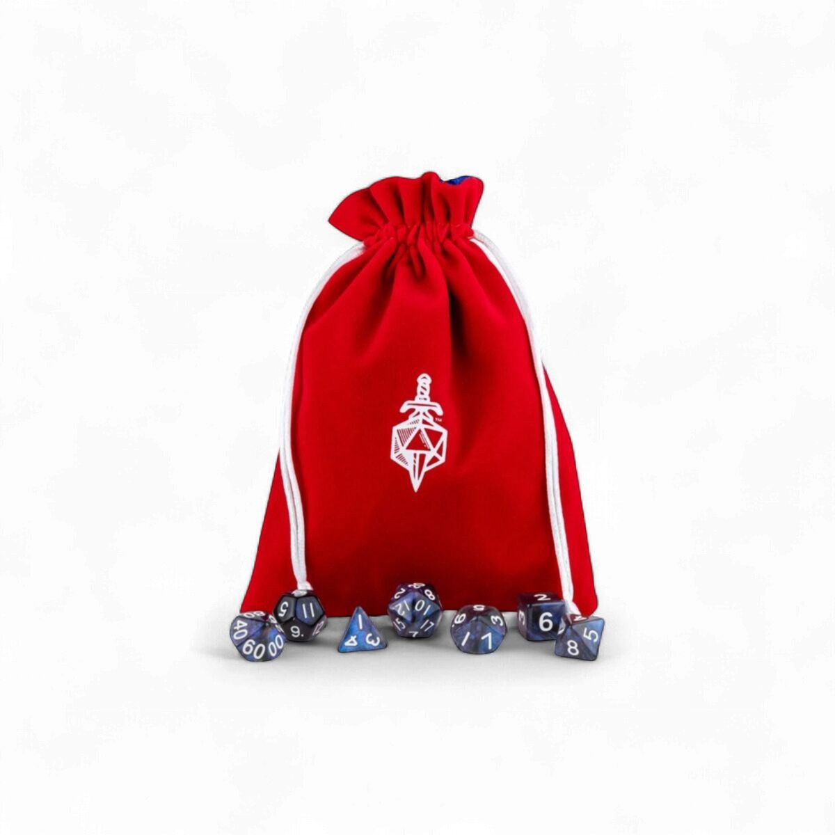 Fanroll: Large Velvet Dice Bag: Red w/ Blue Satin