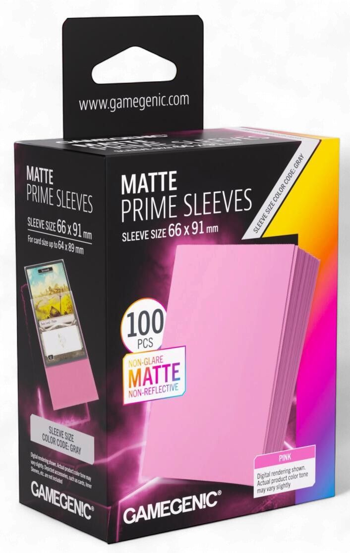 Gamegenic Matte Prime Card Sleeves - Pink (66mm x 91mm) (100 Sleeves Per Pack)