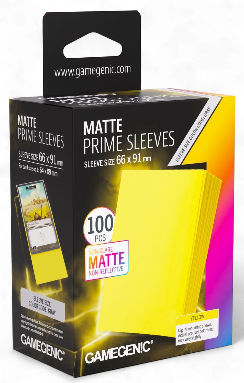 Gamegenic Matte Prime Card Sleeves - Yellow (66mm x 91mm) (100 Sleeves Per Pack)