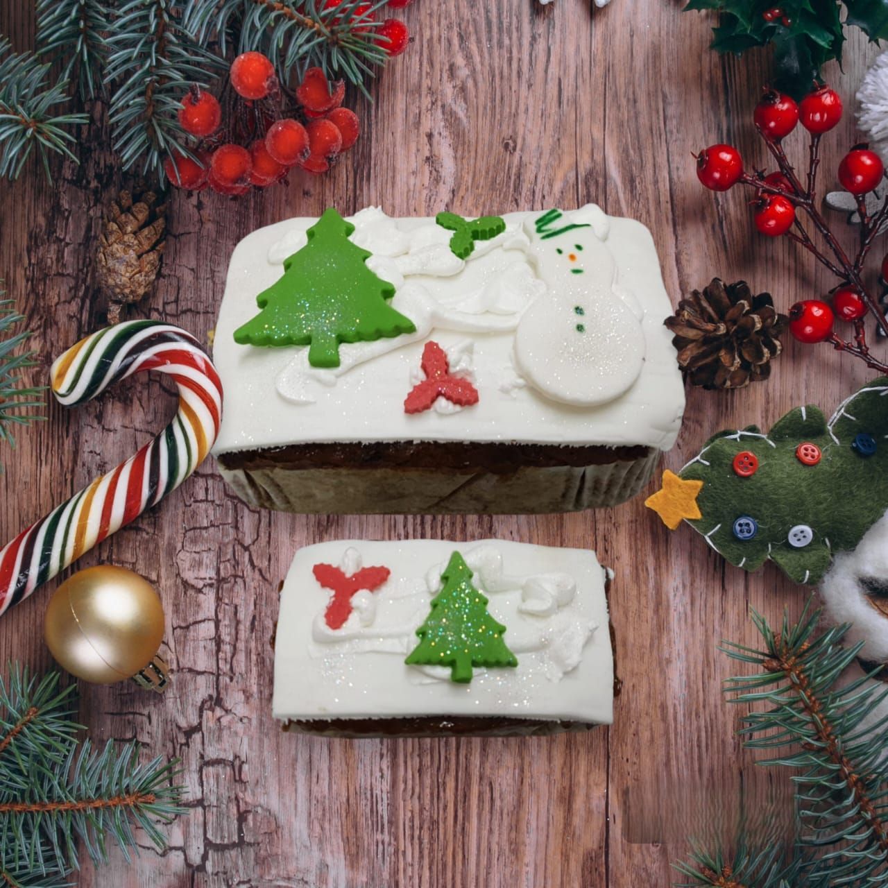 Christmas Mini Fruit Loaf Decorated