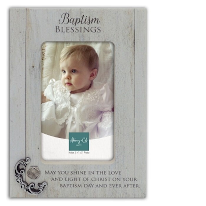 MF307 BAPTISM FRAME W/METAL ACCENTS W/EASEL BACK &amp; HANGER, BOXED