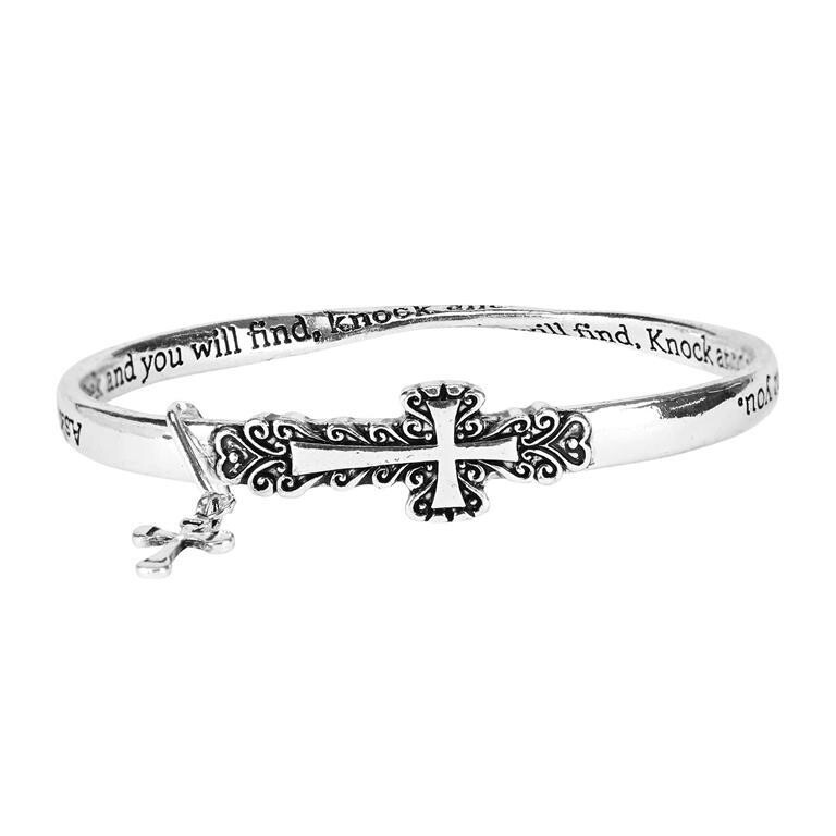 35-5090 Silver Plated Matthew 7:7 Bracelet