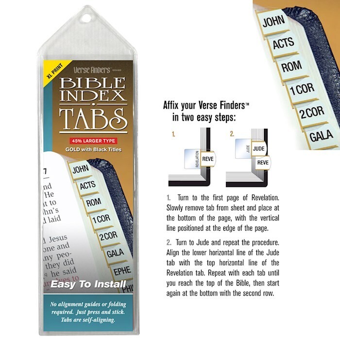 75904 Bible Tab-Verse Finders-X Large Print-Horizontal-Thin Pack-Gold