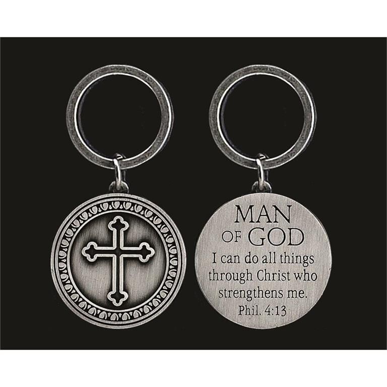 KC-344-KEYRING MAN OF GOD ANT. SIL ZINC AL