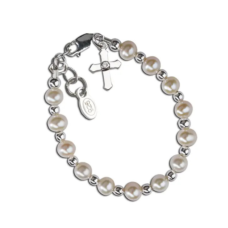 Kaitlyn LG Sterling &amp; Pearl bracelet (6-12 yrs)