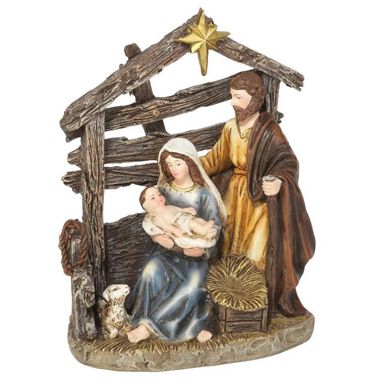 CHFIGR-240-1 PIECE HOLY FAMILY IN CRECHE 6.25&quot;H