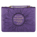 BBC693 Bible Cover Purple She is Clothed Prov. 31:25 - medium