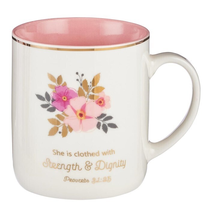MUG585-Mug Strength &amp; Dignity Floral