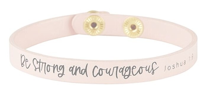 J5720-Bracelet-Simply Faith Leather w/Adjustable Snaps-Be Strong &amp; Courageous