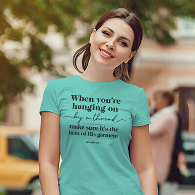 GTA4262MD  grace &amp; truth Womens T-Shirt Hanging On By A Thread